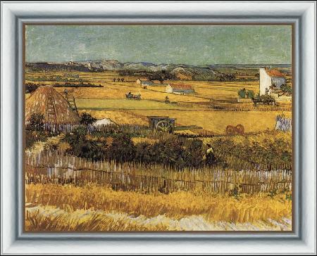 framed  Vincent Van Gogh Harvest at La Crau,with Montmajour in the Background, Ta3123-3